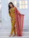 Yellow Colour Rayon Print With Thread Work Kurti With Pant Dupatta Aaradhna 2028 Wholesale Market Surat